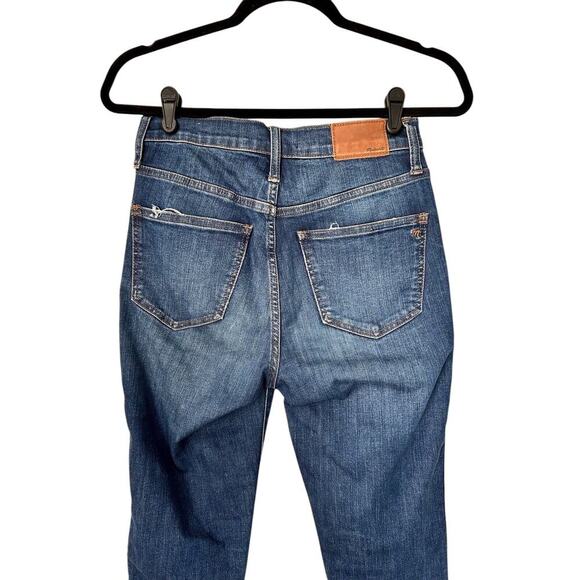 Madewell Jeans Womens Size 25 10" High Rise Skinny Dark Wash Raw Hem 27" Inseam - Picture 5 of 15